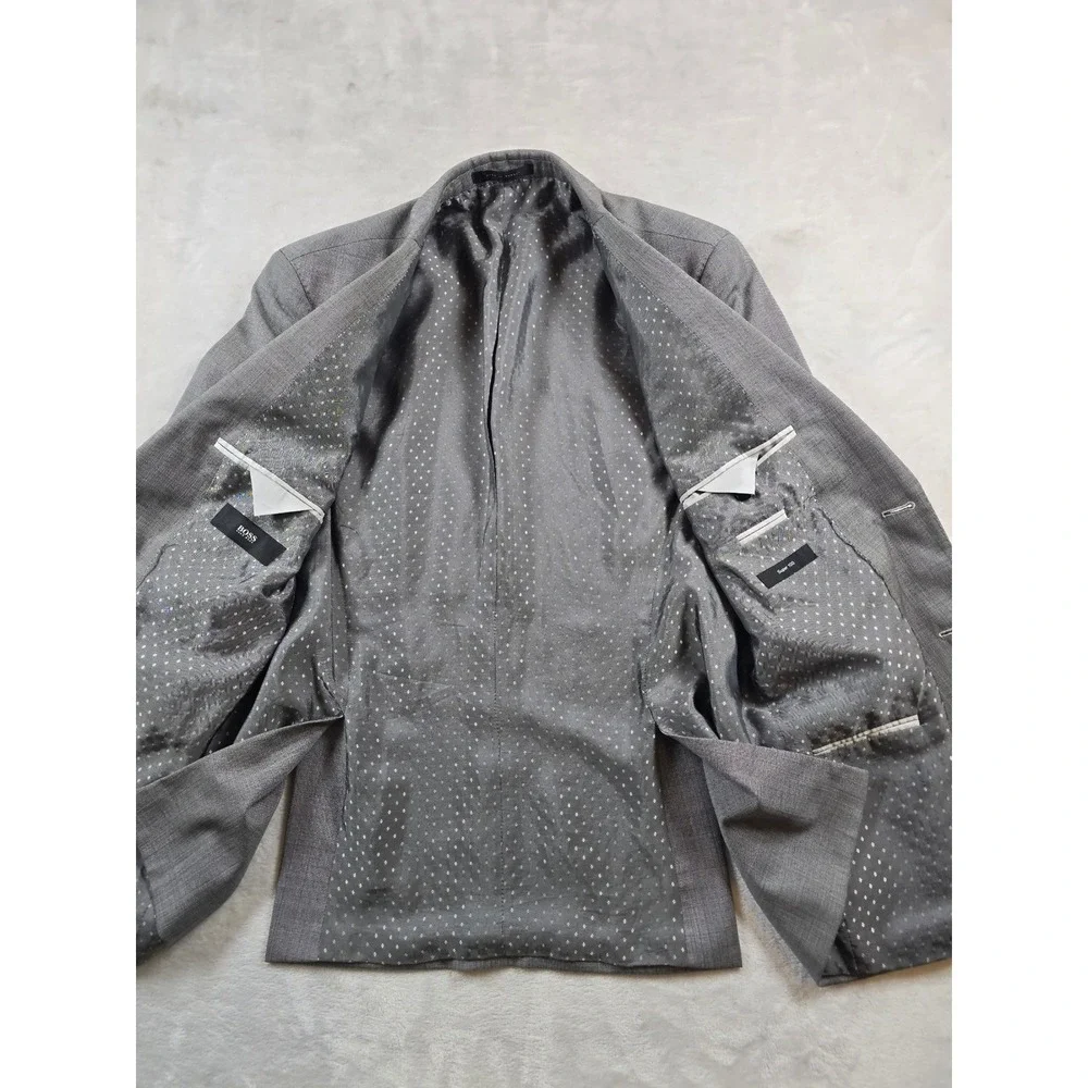 Hugo Boss Blazer Mens 38S Grey Super 100 Wool 2-Button Sport Coat Edison1/Power